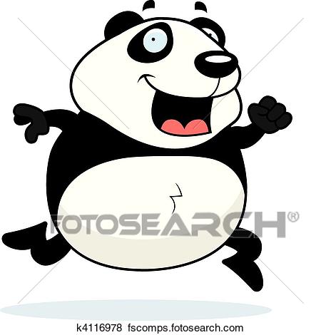 450x470 Clip Art Of Panda Running K4116978