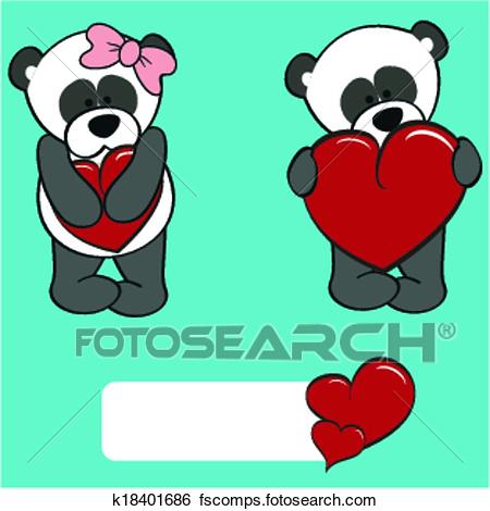 450x470 Clip Art Of Panda Bear Valentine Cartoon Girl A K18401686