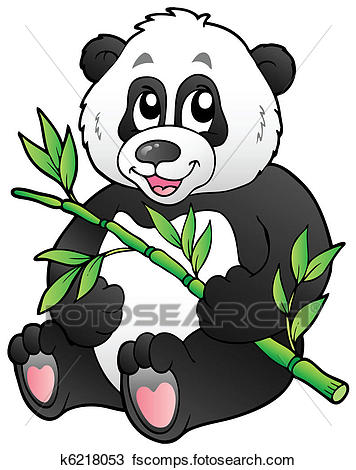 356x470 Clipart Of Cartoon Panda Eating Bamboo K6218053
