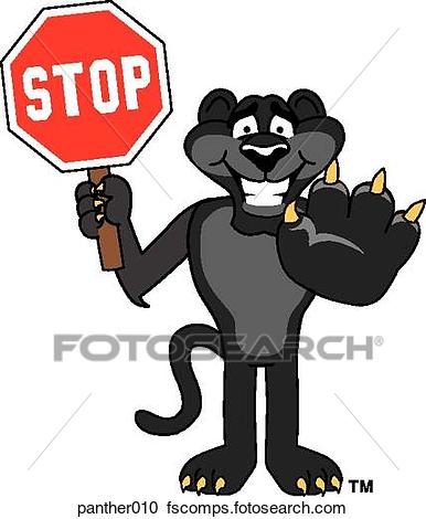 386x470 Stock Illustrations Of Panther Holding Stop Sign Panther010