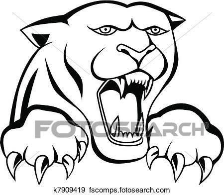 450x392 Clip Art Of Black Panther Head K7908998