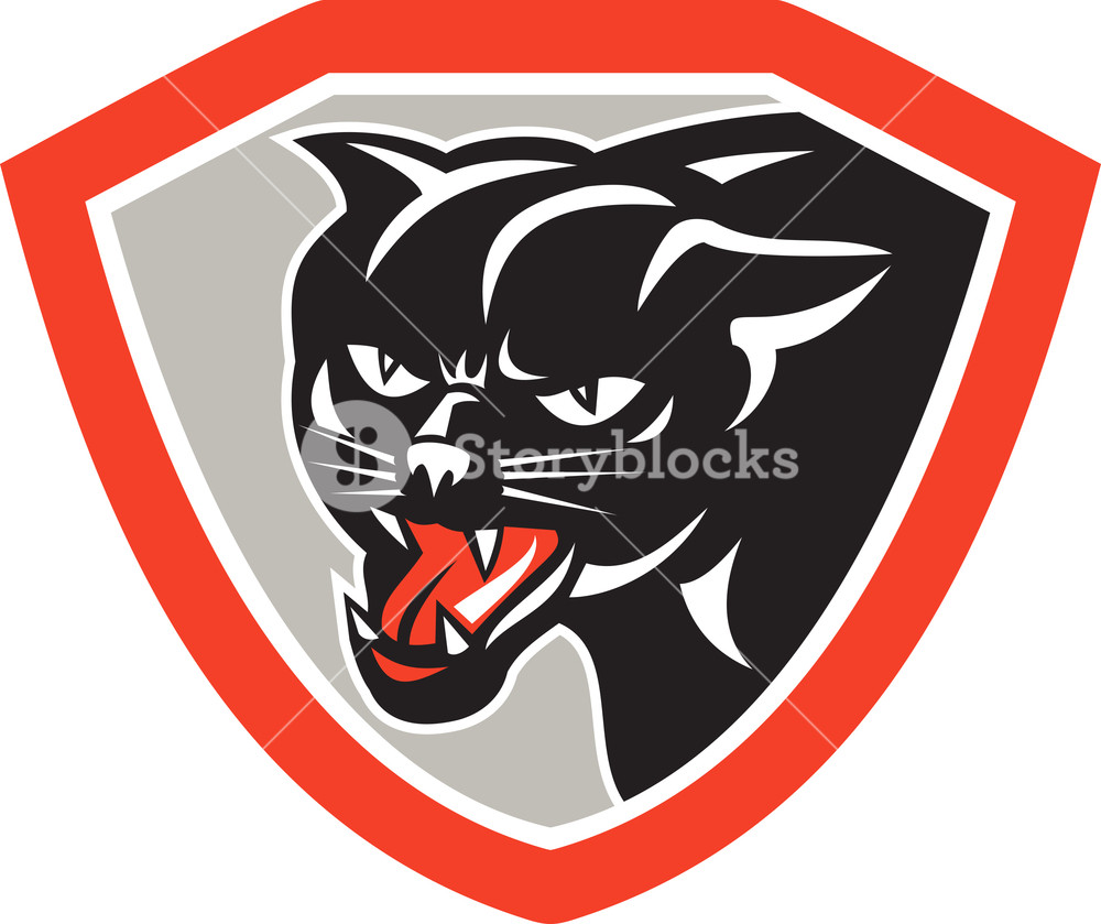 1000x839 Black Cat Panther Head Shield Royalty Free Stock Image