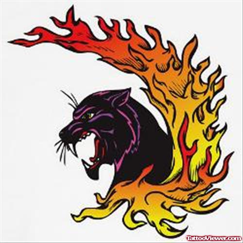 500x500 Flaming Panther Head Tattoo Design Tattoo