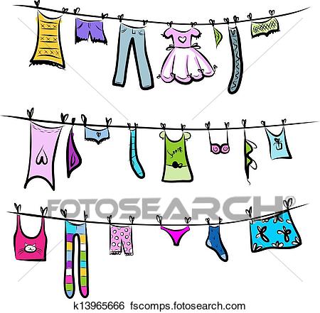 450x441 Clip Art Of Clothes On The Clothesline. Sketch For Your Design