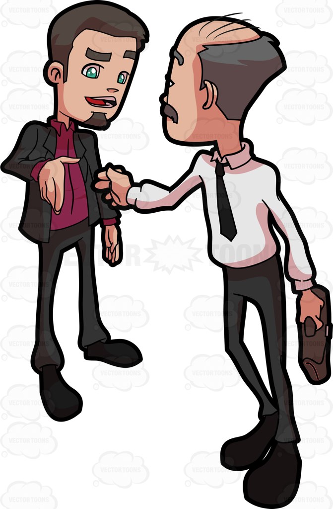 671x1024 Two Work Colleagues Greeting Each Other Cartoon Clipart