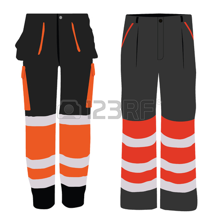 450x450 Vector Illustration Of Orange Worker Jacket And Pants. Protective