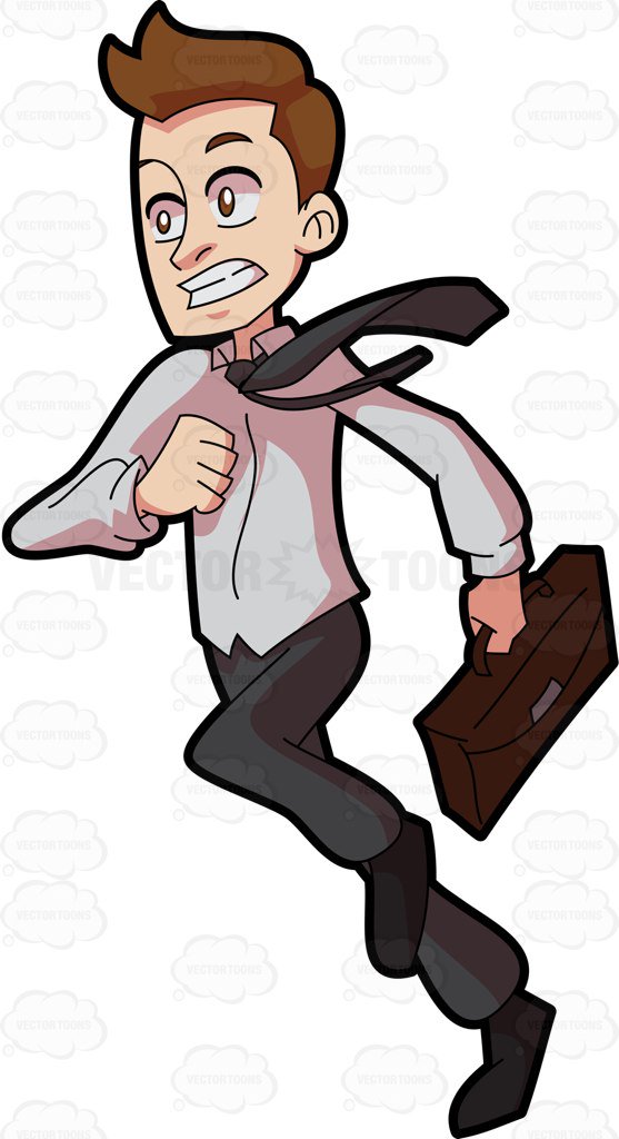 557x1024 A Man Rushing To Go To Work Cartoon Clipart