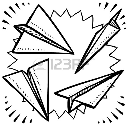 450x450 Doodle Style Paper Airplane Variety Stock Photo, Picture