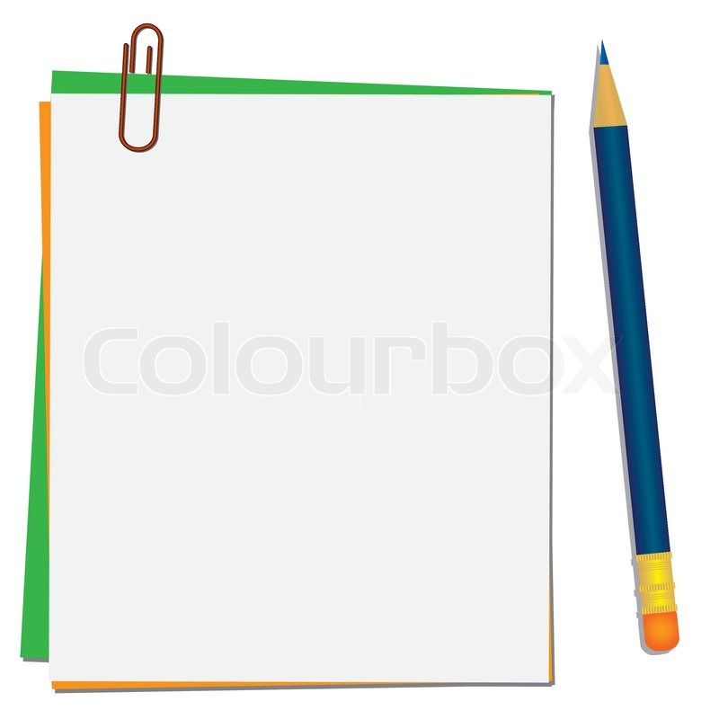 800x800 Pencil And Paper For Notes On The Clip Vector Illustration Stock
