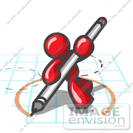 450x450 Clip Art Graphic Of A Red Guy Character Drawing A Circle On Graph