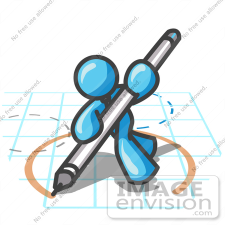 450x450 Clip Art Graphic Of A Sky Blue Guy Character Drawing A Circle