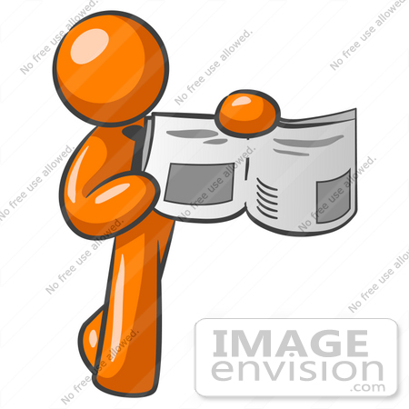 450x450 Clip Art Graphic Of An Orange Guy Character Holding And Pointing