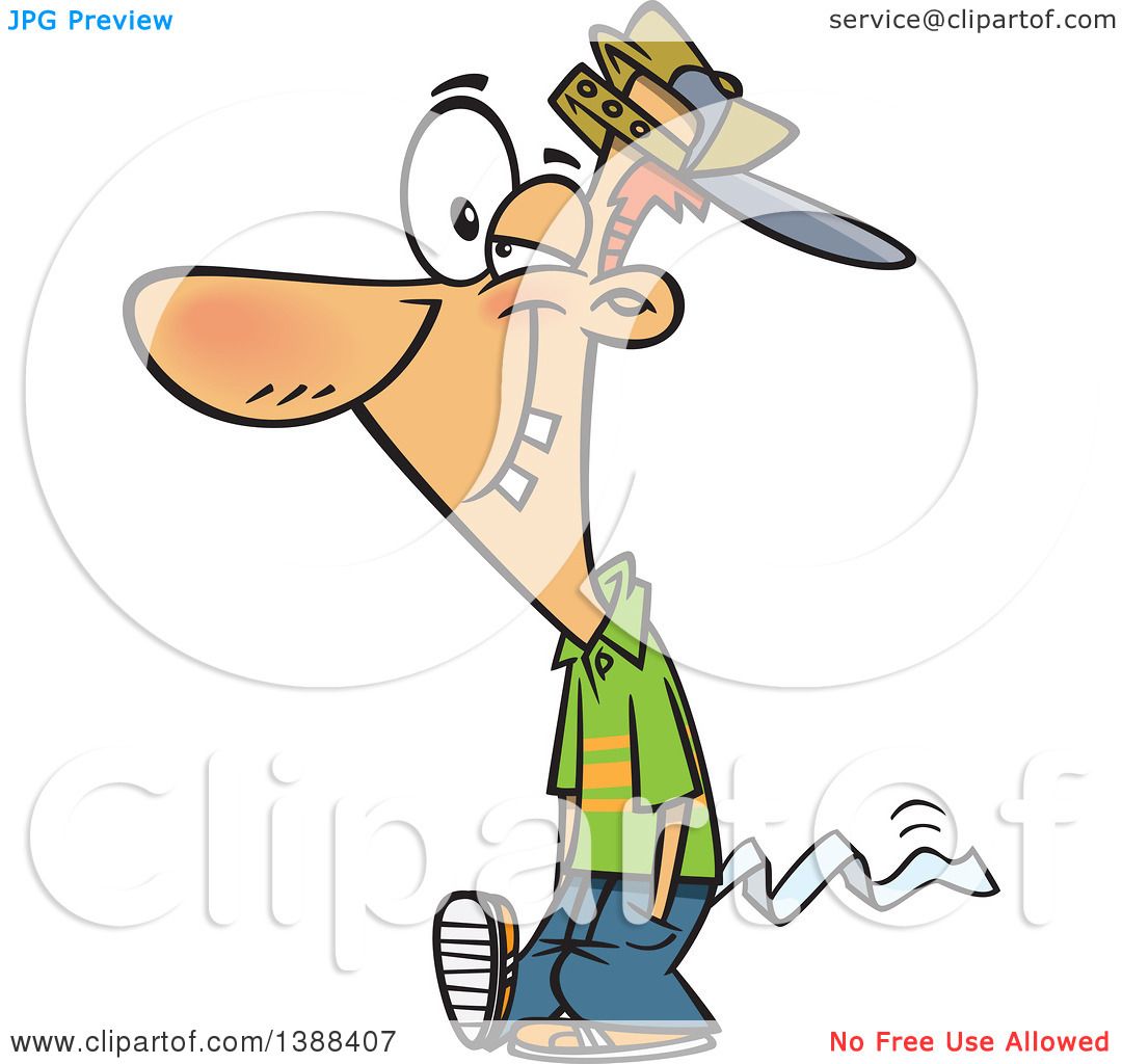 1080x1024 Clipart Of A Cartoon April Foolish Guy Walking With Toilet Paper