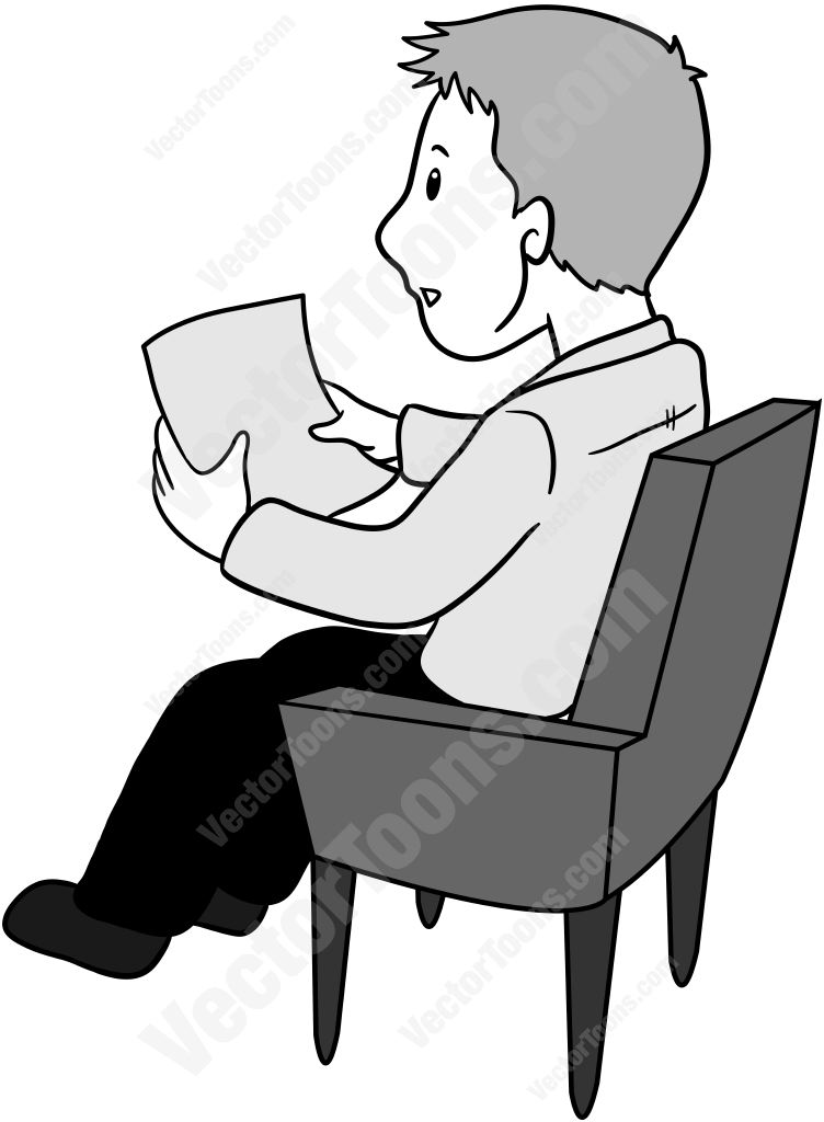 752x1024 Side View Of A Man Sitting In A Chair Holding A Piece Of Paper