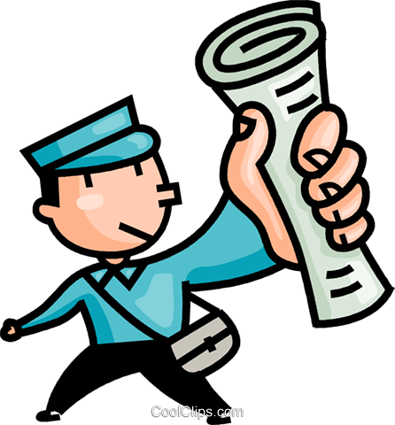 446x480 Paper Boy Delivering The Newspapers Royalty Free Vector Clip Art