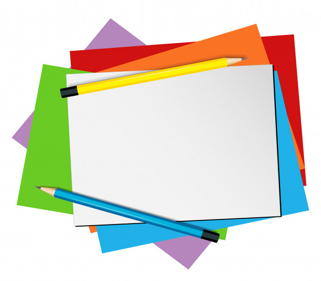 626x548 Paper Template With Pencils And Color Papers Vector Free Download
