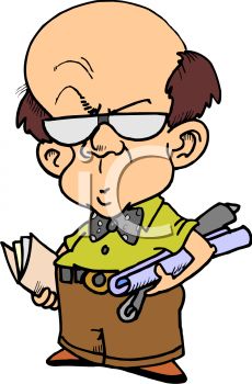 230x350 Clip Art Illustration Of A Short Balding Man Holding Paperwork