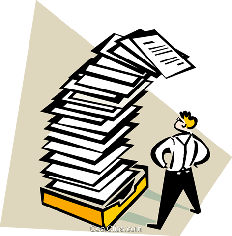 472x480 Overwhelming Amount Of Paperwork Royalty Free Vector Clip Art