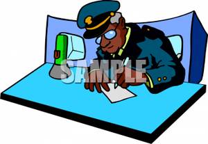 300x207 Art Image A Police Officer Filling Out Paperwork On His Desk