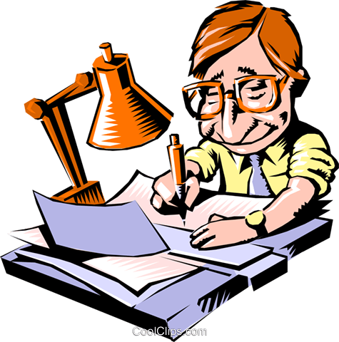 475x480 Cartoon Man With Paperwork Royalty Free Vector Clip Art