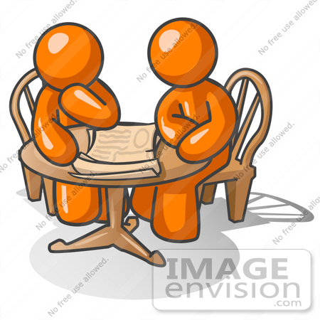450x450 Clip Art Graphic Of An Orange Guy Character And Friend Sitting