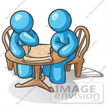 450x450 Clip Art Graphic Of Sky Blue Guy Characters Reading
