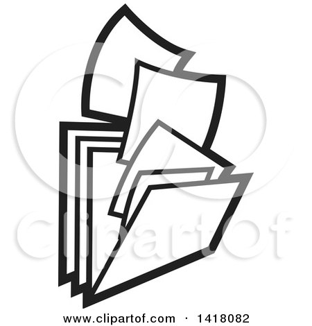450x470 Clipart Of Gold And Black Paperwork And Filing Folders Icon