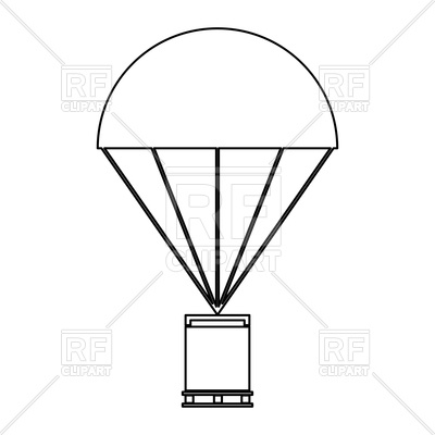 400x400 Parachute With Cargo Outline Icon Royalty Free Vector Clip Art