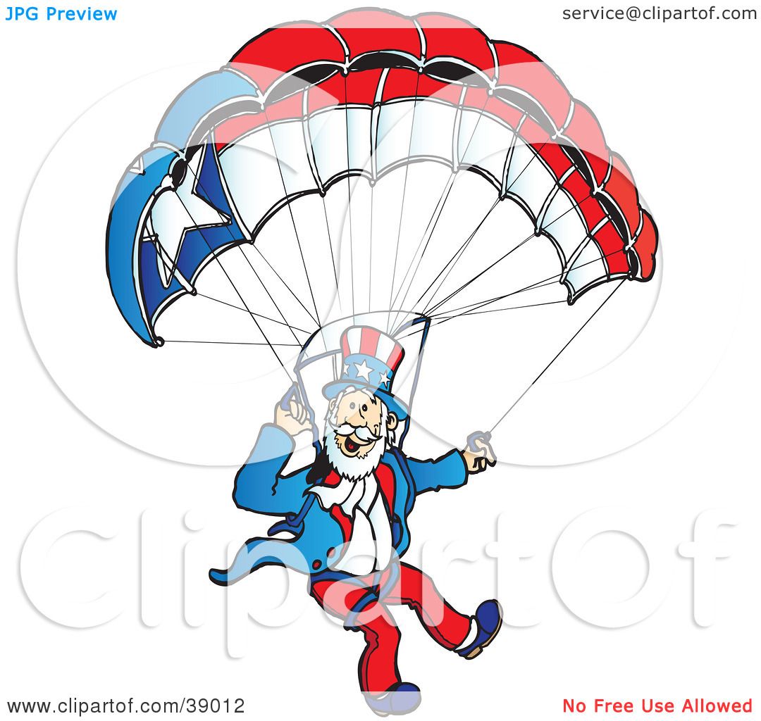 1080x1024 Clipart Illustration Of Uncle Sam Parachuting With A Patriotic