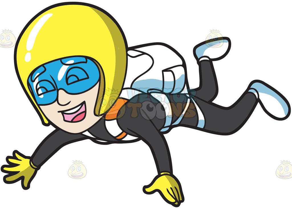 1024x729 A Happy Male Skydiver Cartoon Clipart