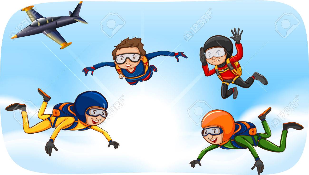 1300x736 People Doing Skydiving In The Sky Royalty Free Cliparts, Vectors