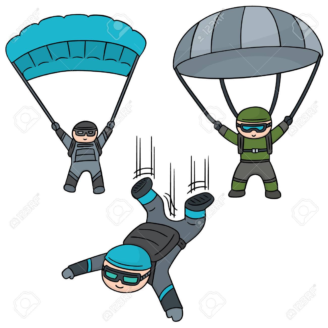 1300x1300 Vector Set Of Parachuter Royalty Free Cliparts, Vectors, And Stock