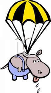 166x300 Art Image A Parachuting Hippo