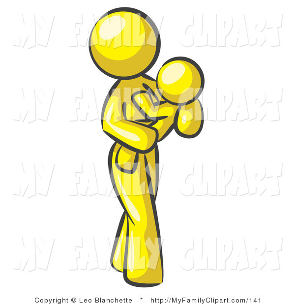600x620 Clip Art Of A Yellow Mother Carrying Her Child In Her Arms