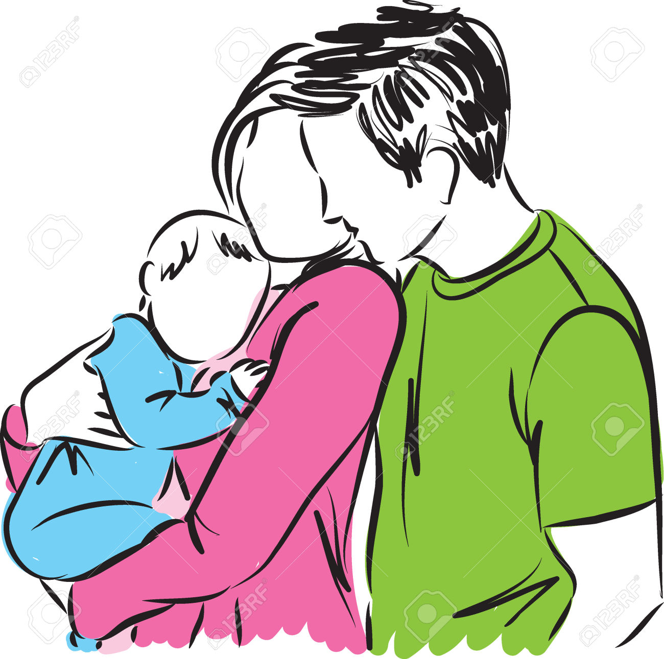 1300x1291 Parents With Baby Clipart