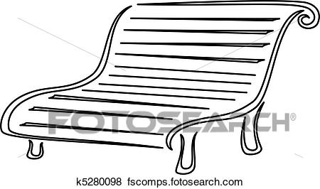 450x266 Clip Art Of Park Bench, Contours K5280098