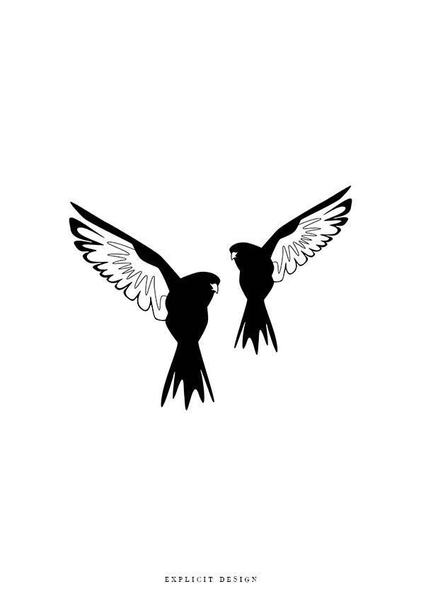 595x842 Nursery Bird Wall Art, Black And White Wings Print, Parrot Tumblr