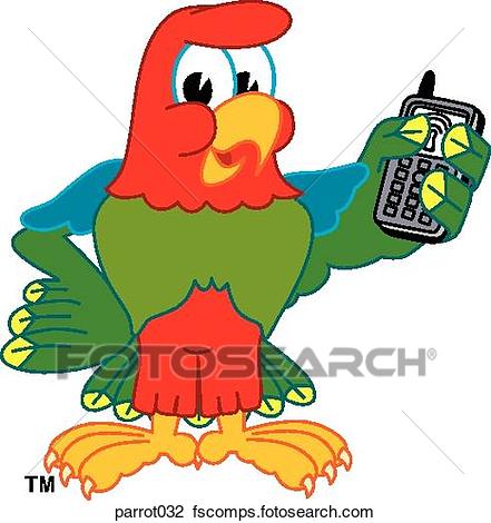 441x470 Clip Art Of Parrot Holding Phone Parrot032