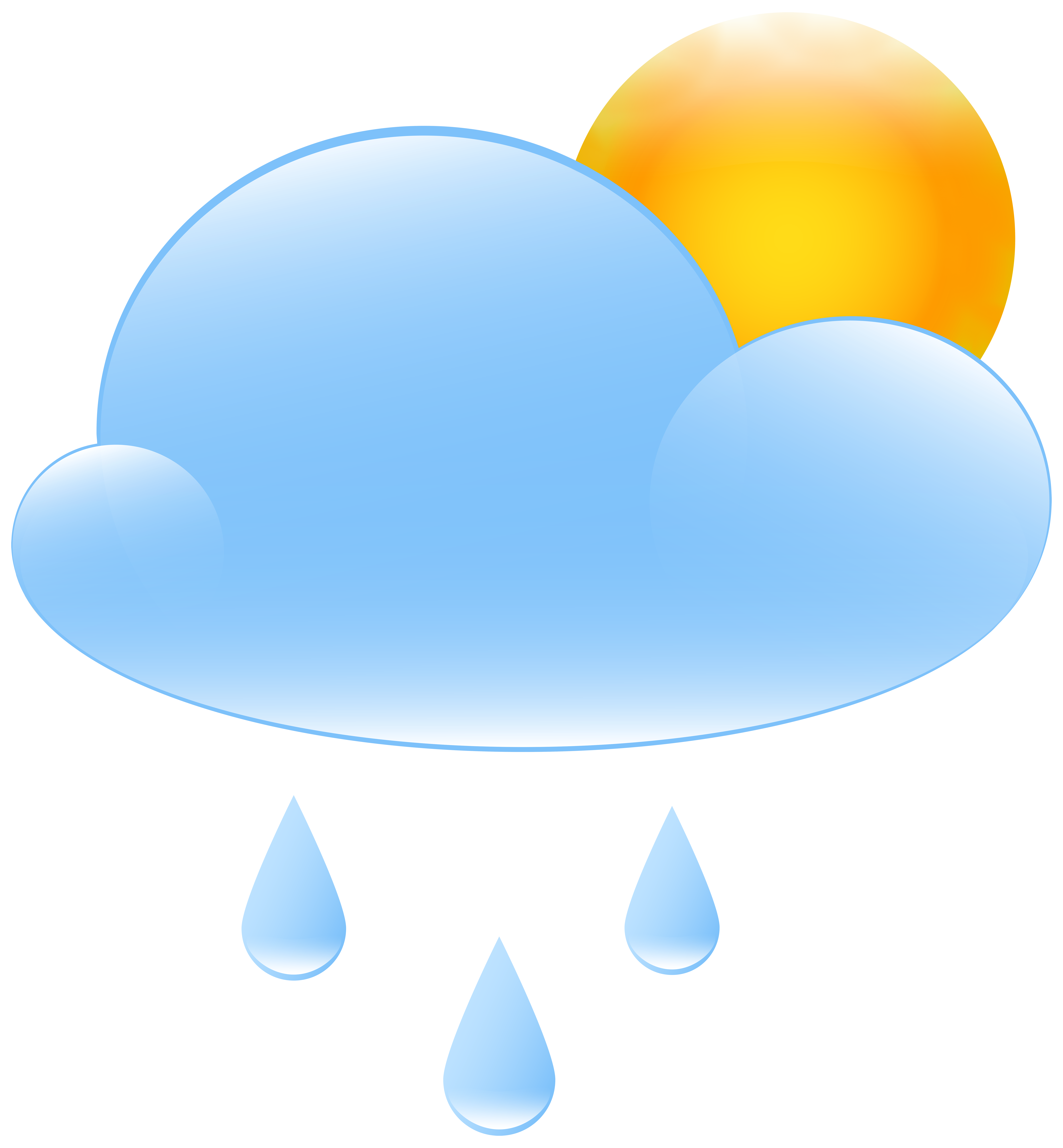 7405x8000 Partly Cloudy With Sun And Rain Weather Icon Png Clip Art