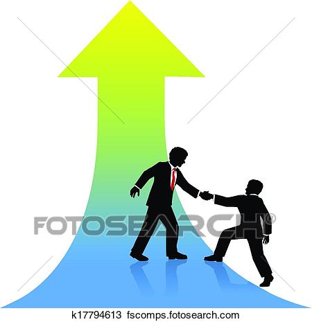450x465 Clipart Of Business Person Helping Partner Up To Success K17794613