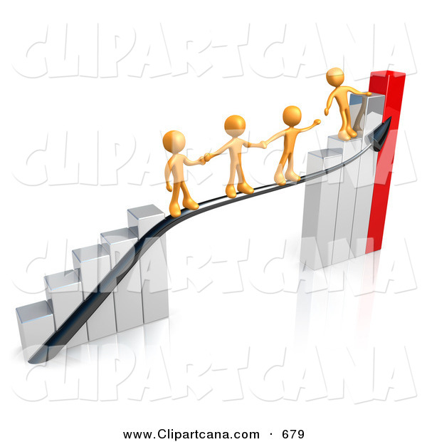 600x620 Clip Art Of Four Orange Person Standing On A Silver And Red Bar