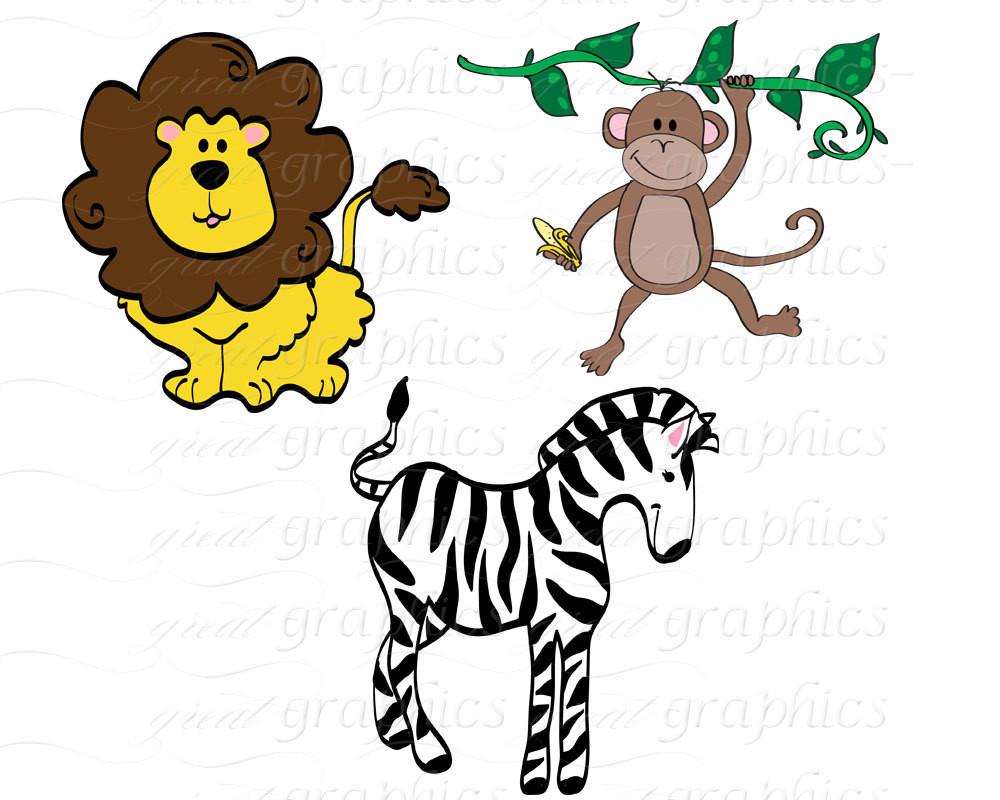 1000x800 Jungle Animal Clip Art Digital Clipart Birthday Party Clipart