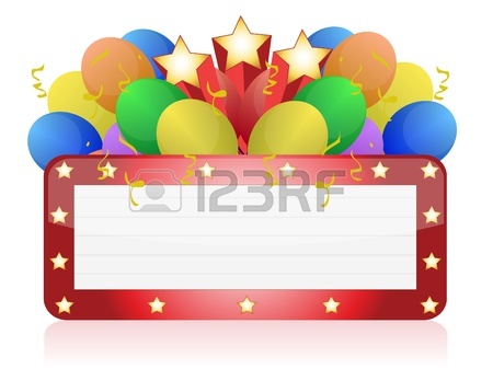 450x348 Billboard With Balloons Confetti. Ready For Celebrating