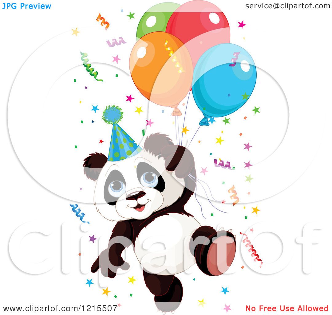 1080x1024 Clipart Of A Cute Panda With A Party Hat Balloons And Confetti