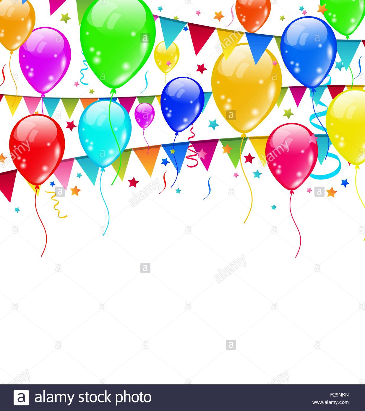 1235x1390 Colourful Party Balloons, Confetti With Space For Text Stock