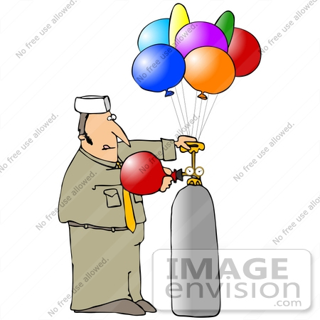 450x450 Clip Art Graphic Of A Caucasian Balloon Man Filling Party Balloons