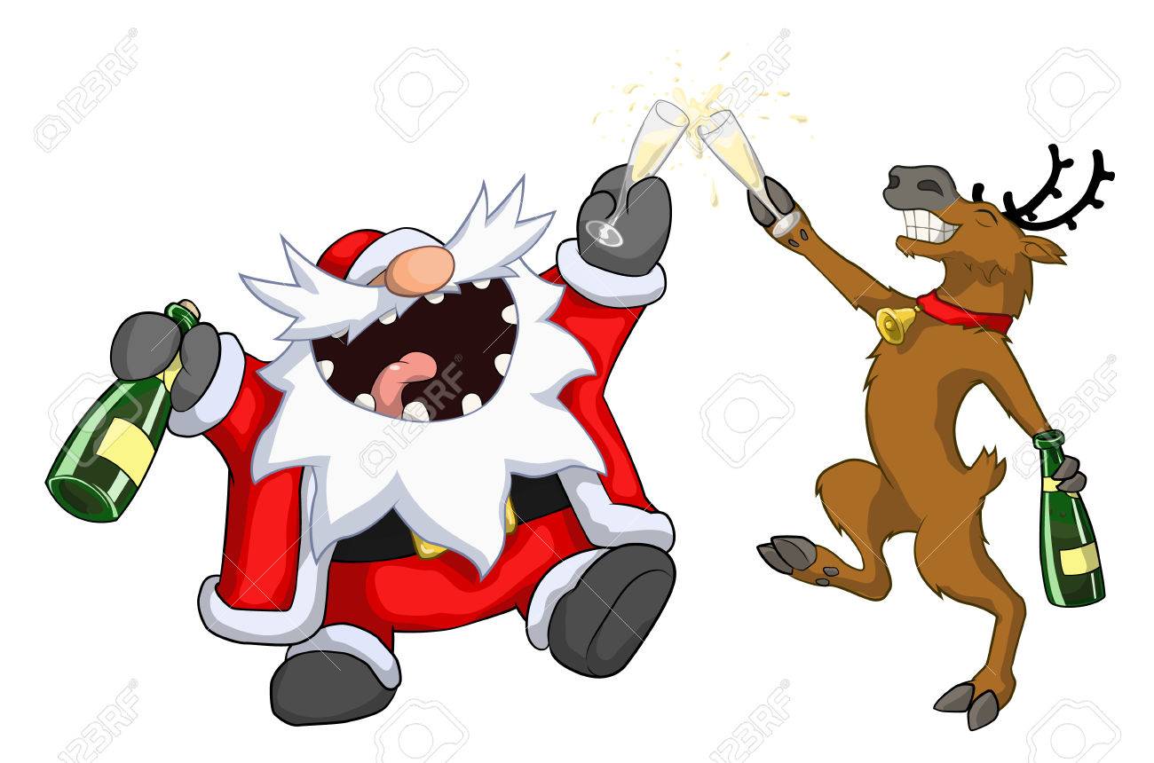 1300x860 Santa Claus And Reindeer Drunk Police Lineup, Christmas Party