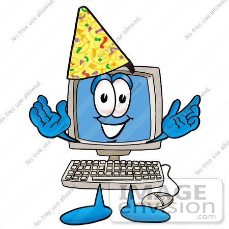 450x450 Cliprt Graphic Of Desktop Computer Cartoon Character Wearing