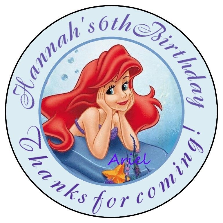 769x769 Little Mermaid Ariel Birthday Party Favor Labels Stickers