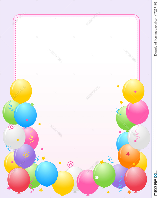 643x800 Colorful Balloons Border Party Frame Illustration 17257169